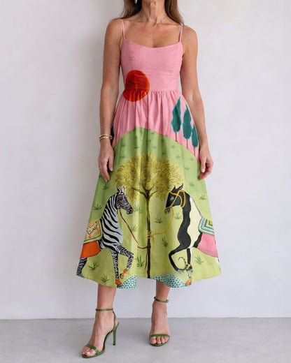 Curvvvy™ Sunset Zebra Print Sleeveless Midi Dress