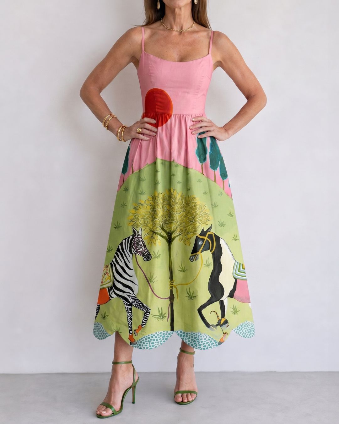 Curvvvy™ Sunset Zebra Print Sleeveless Midi Dress