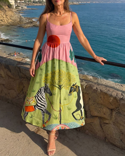 Curvvvy™ Sunset Zebra Print Sleeveless Midi Dress