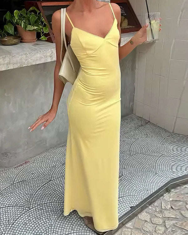 Curvvvy™ Sunkissed Elegance Ruched Maxi Slip Dress