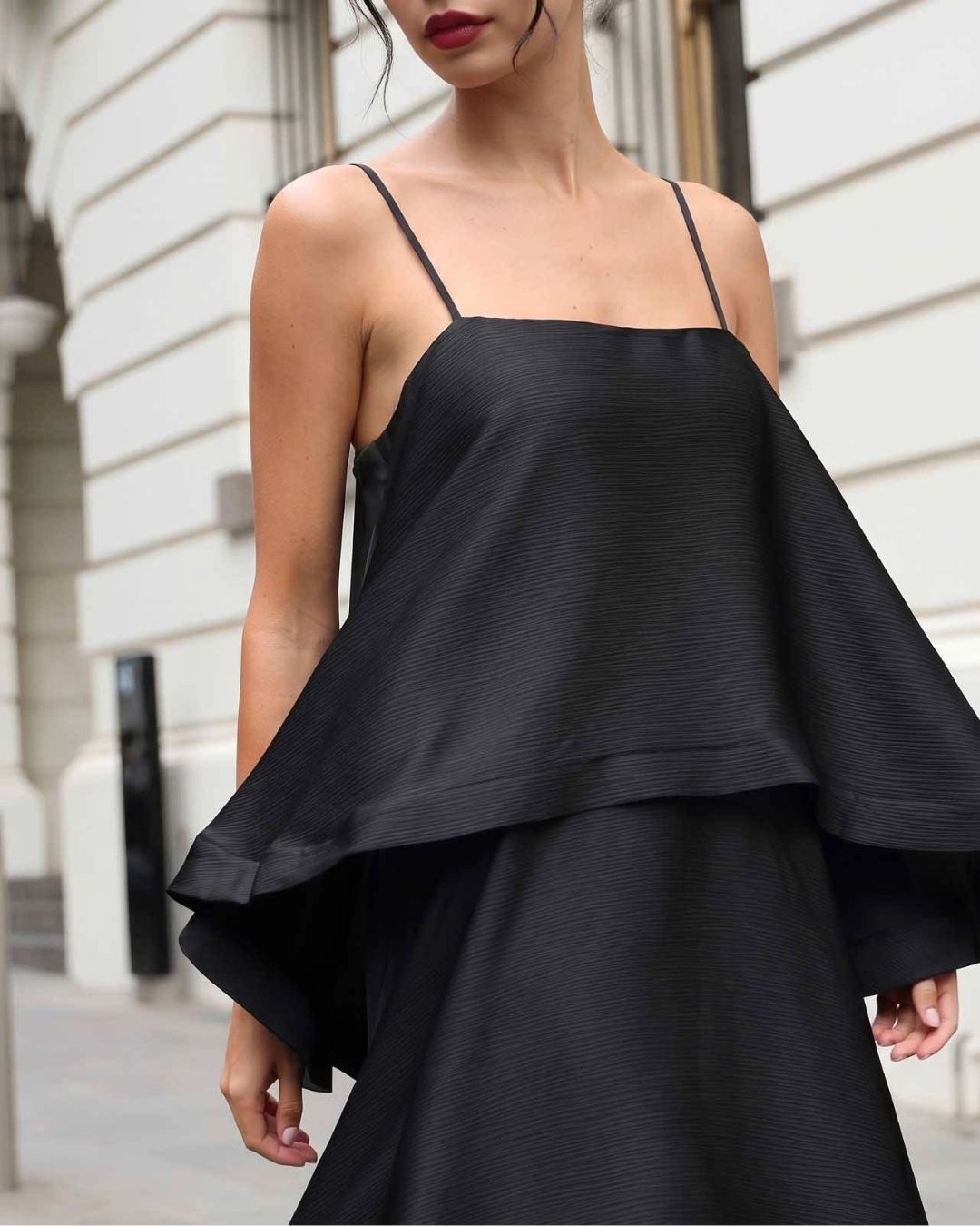 Curvvvy™ Elegant Three-layer Ruffle Sling Maxi Dress