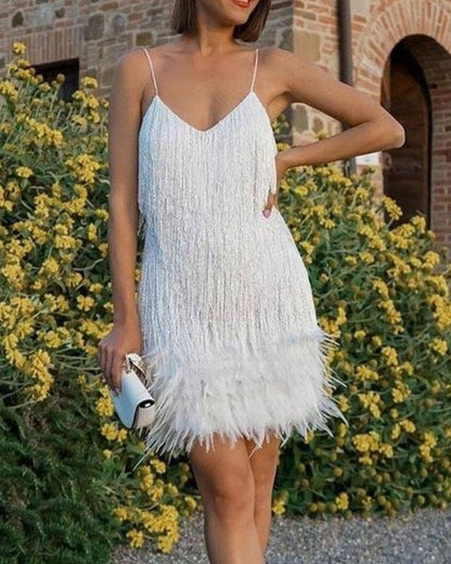 Curvvvy™ Candyfloss Feather Dream Mini Dress