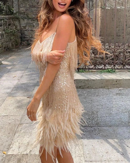 Curvvvy™ Candyfloss Feather Dream Mini Dress