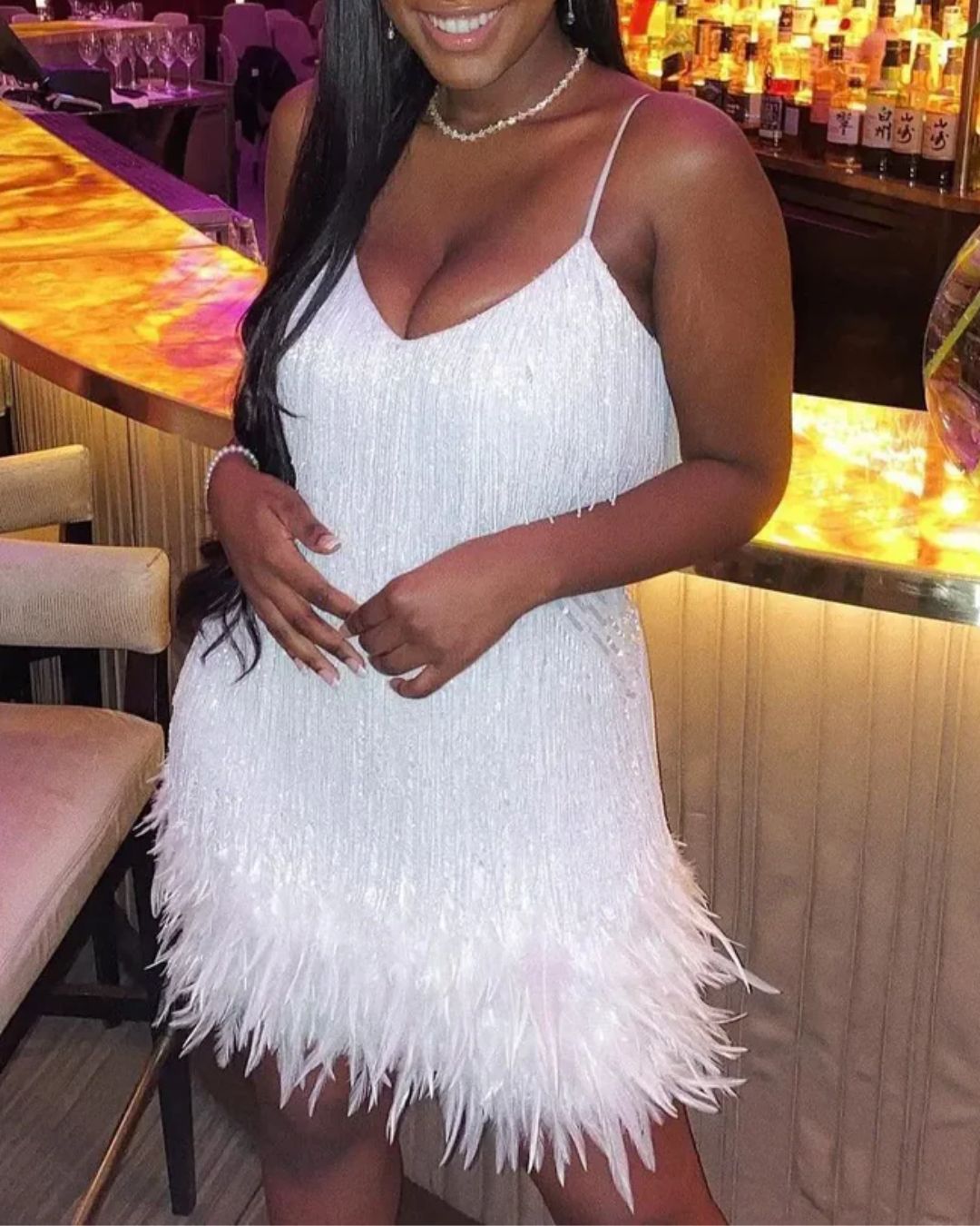 Curvvvy™ Candyfloss Feather Dream Mini Dress