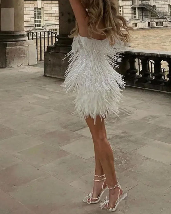 Curvvvy™ Candyfloss Feather Dream Mini Dress