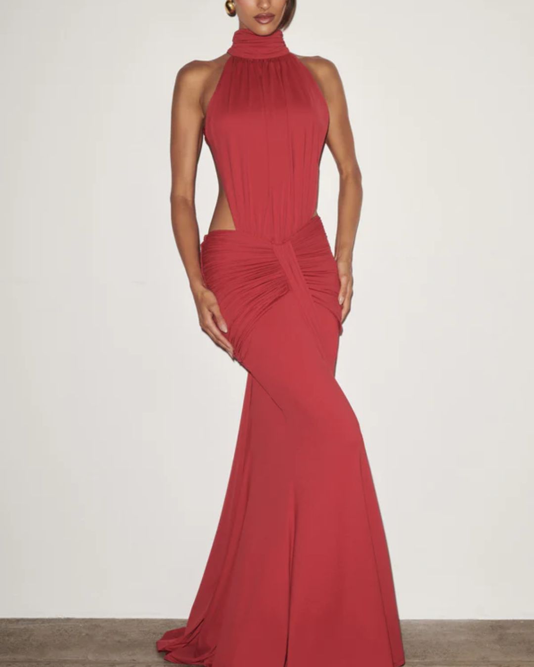 Curvvvy™ High Neck Halter Backless Maxi Dress