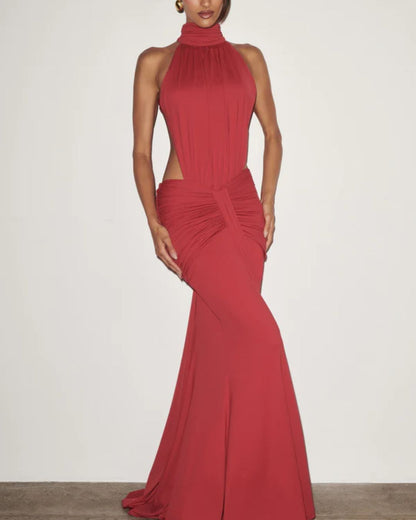Curvvvy™ High Neck Halter Backless Maxi Dress