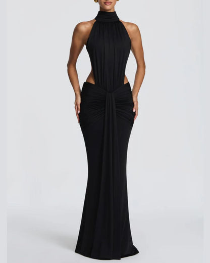 Curvvvy™ High Neck Halter Backless Maxi Dress