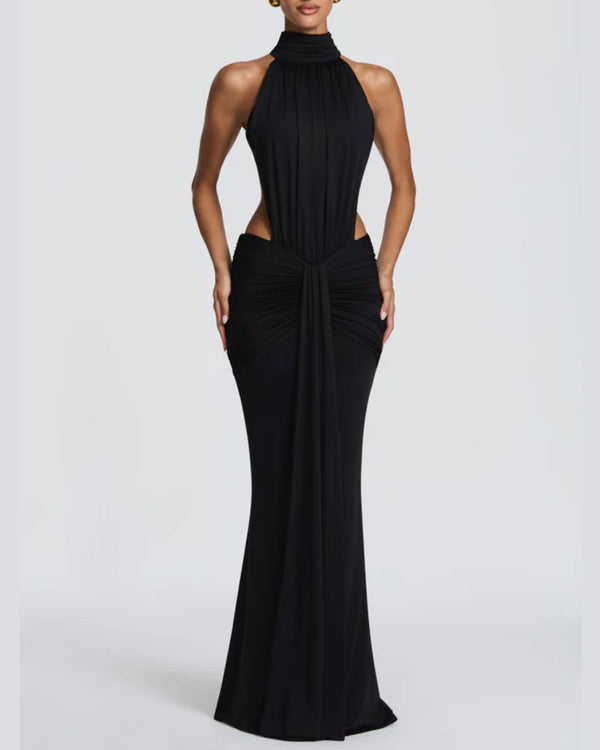 Curvvvy™ High Neck Halter Backless Maxi Dress