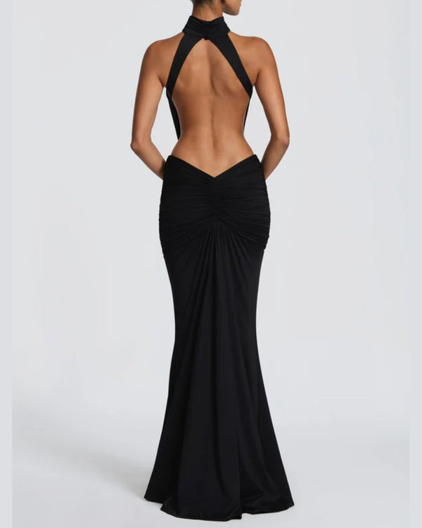 Curvvvy™ High Neck Halter Backless Maxi Dress