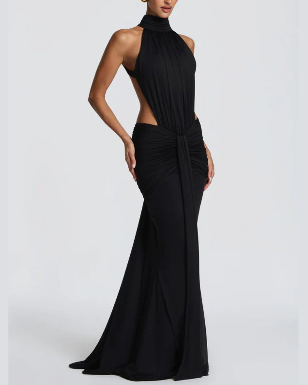 Curvvvy™ High Neck Halter Backless Maxi Dress