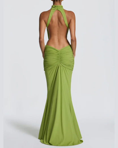 Curvvvy™ High Neck Halter Backless Maxi Dress