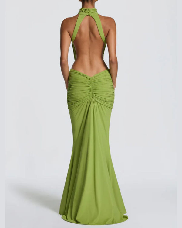 Curvvvy™ High Neck Halter Backless Maxi Dress