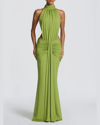 Curvvvy™ High Neck Halter Backless Maxi Dress