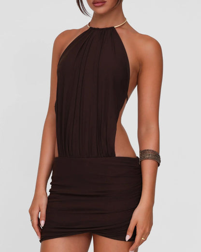 Curvvvy™ Choker Halter Backless Bodycon Mini Dress