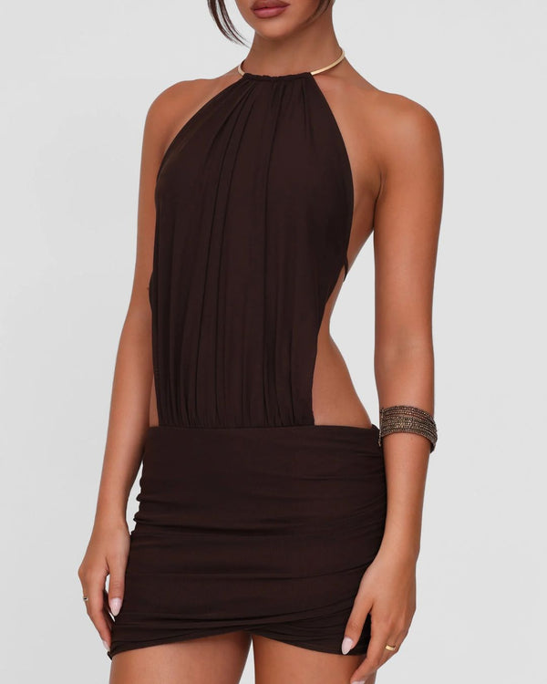 Curvvvy™ Choker Halter Backless Bodycon Mini Dress