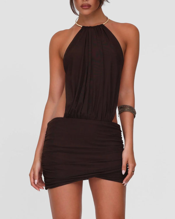 Curvvvy™ Choker Halter Backless Bodycon Mini Dress