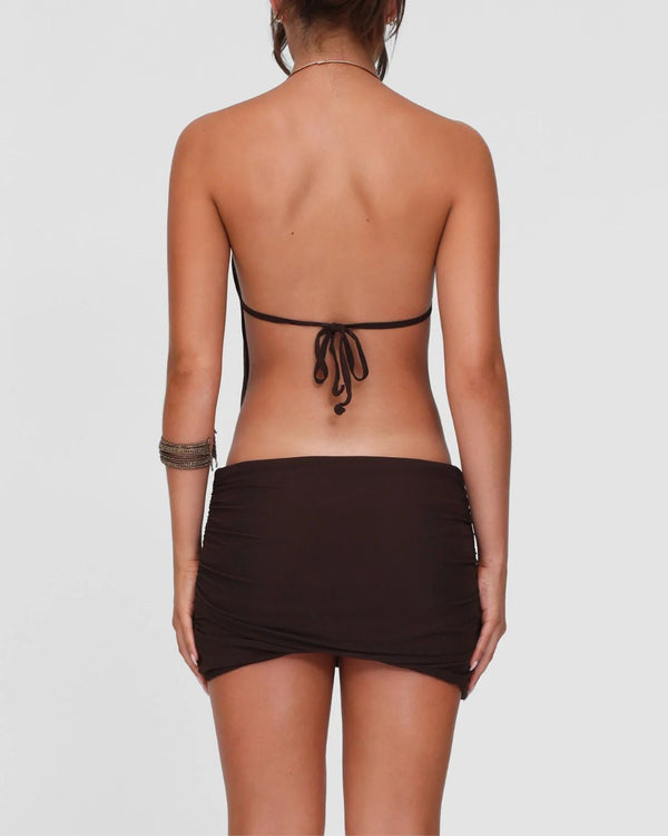 Curvvvy™ Choker Halter Backless Bodycon Mini Dress