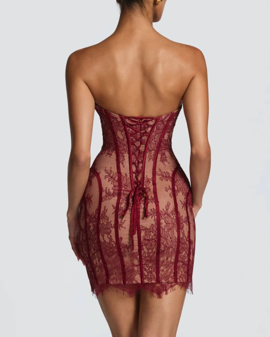 Curvvvy™ Lace Strapless Bodycon Mini Dress