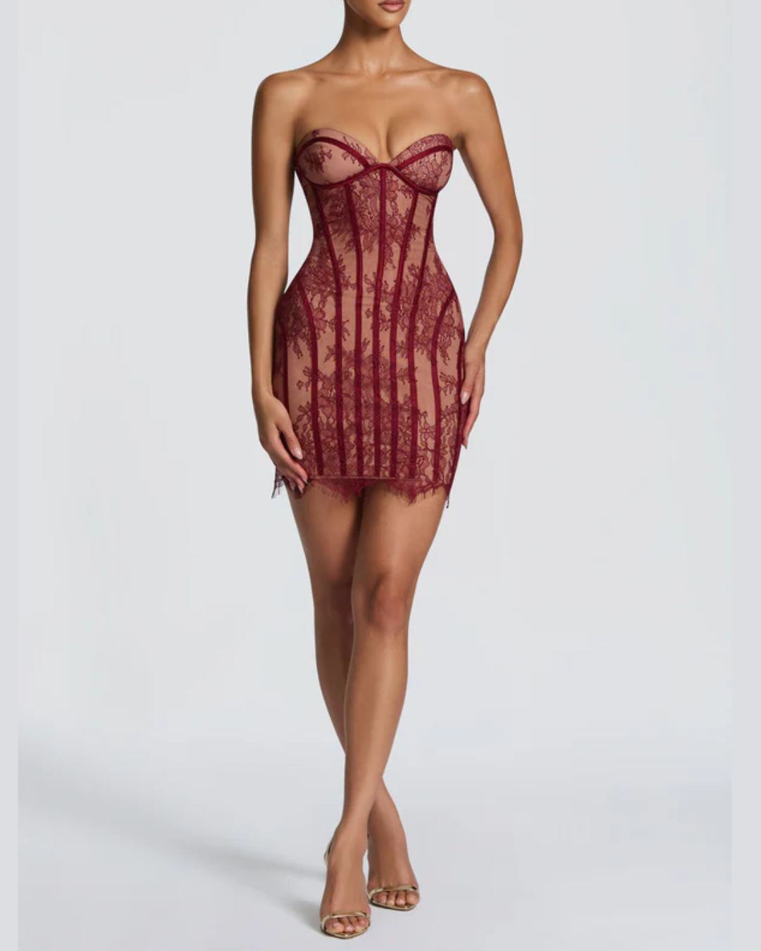 Curvvvy™ Lace Strapless Bodycon Mini Dress
