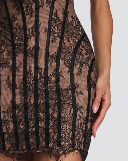 Curvvvy™ Lace Strapless Bodycon Mini Dress