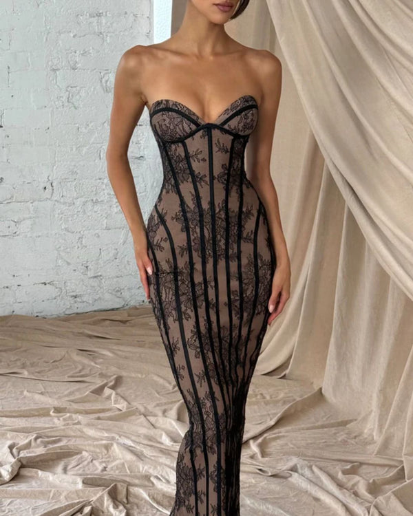 Curvvvy™ Lace Strapless Bodycon Maxi Dress