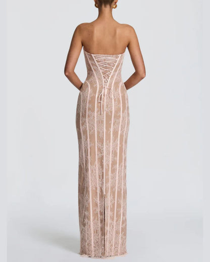 Curvvvy™ Lace Strapless Bodycon Maxi Dress