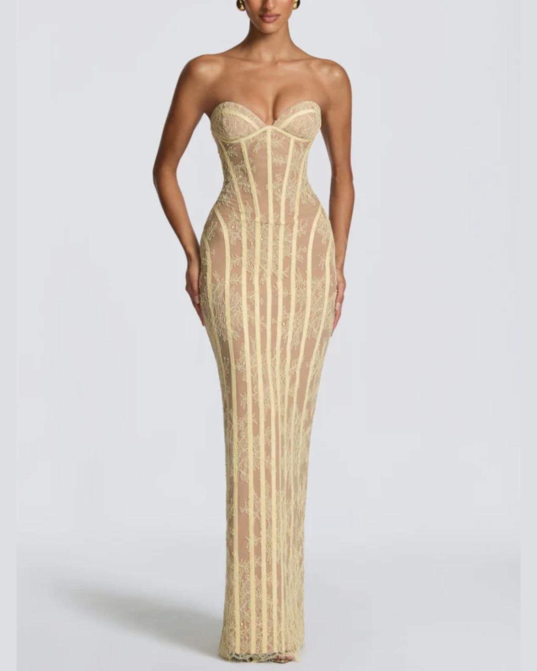 Curvvvy™ Lace Strapless Bodycon Maxi Dress