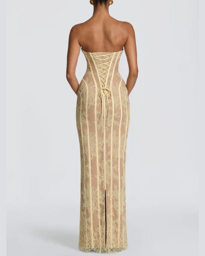 Curvvvy™ Lace Strapless Bodycon Maxi Dress