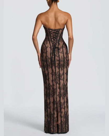Curvvvy™ Lace Strapless Bodycon Maxi Dress
