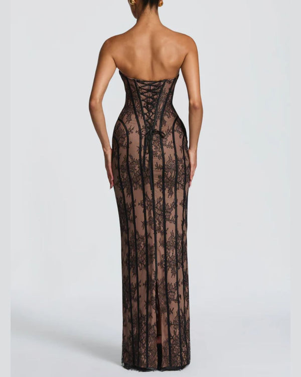 Curvvvy™ Lace Strapless Bodycon Maxi Dress