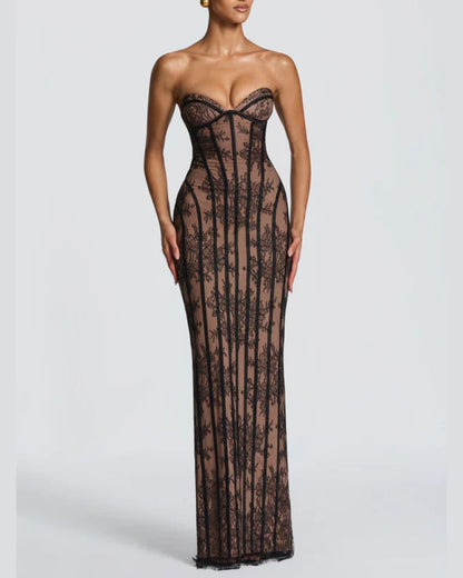 Curvvvy™ Lace Strapless Bodycon Maxi Dress