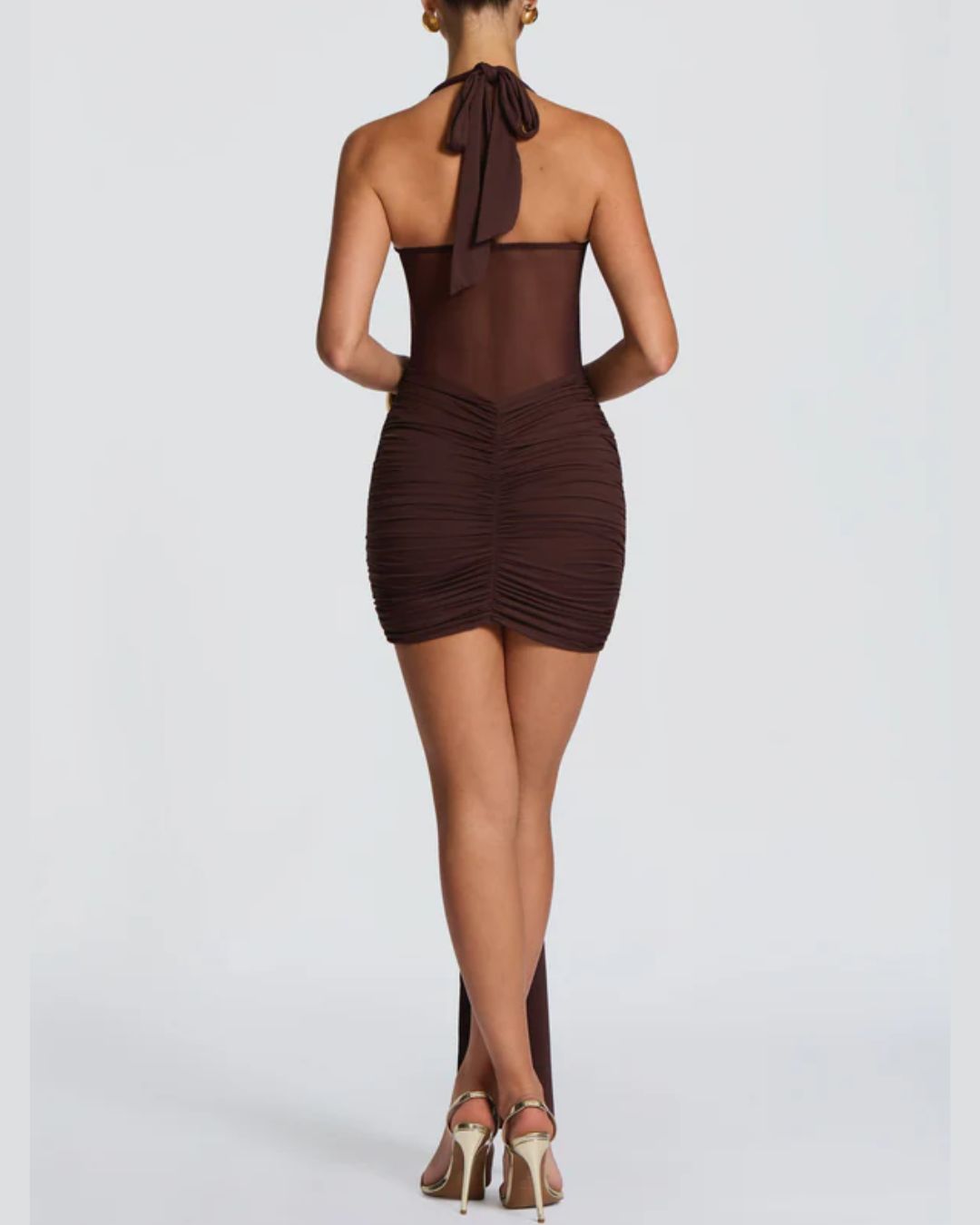 Curvvvy™ Halter Mesh Bodycon Mini Dress