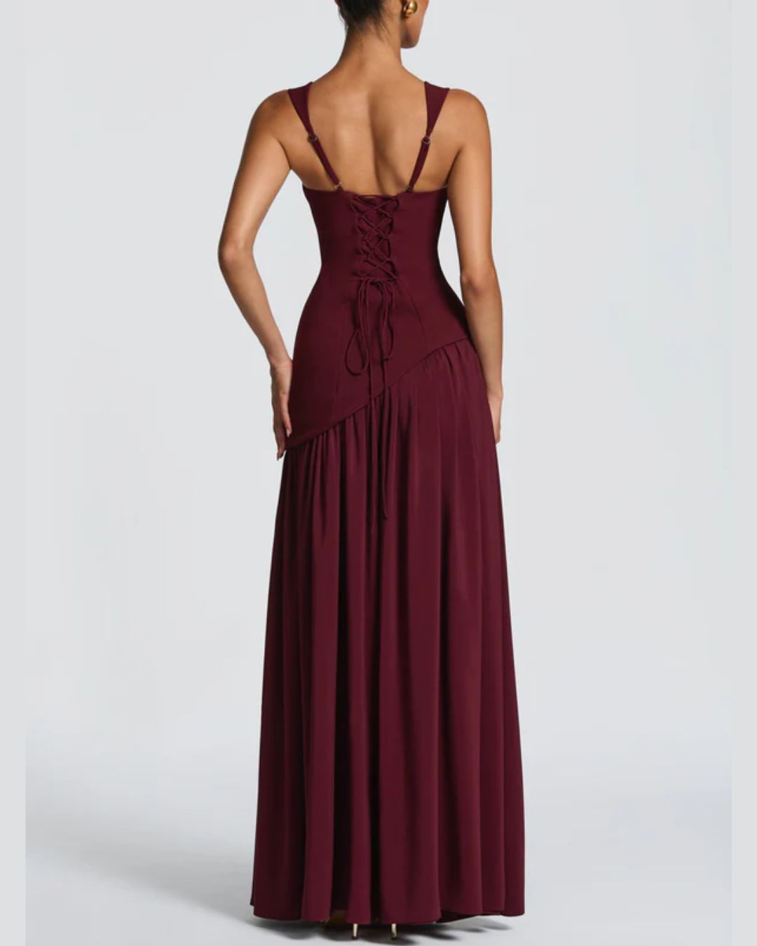 Curvvvy™ Scarf High Slit Ruched Waist Maxi Dress