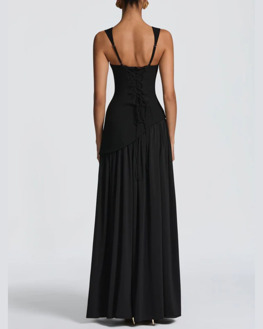 Curvvvy™ Scarf High Slit Ruched Waist Maxi Dress