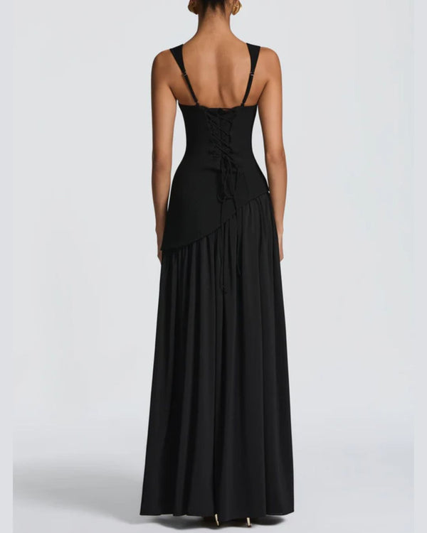 Curvvvy™ Scarf High Slit Ruched Waist Maxi Dress