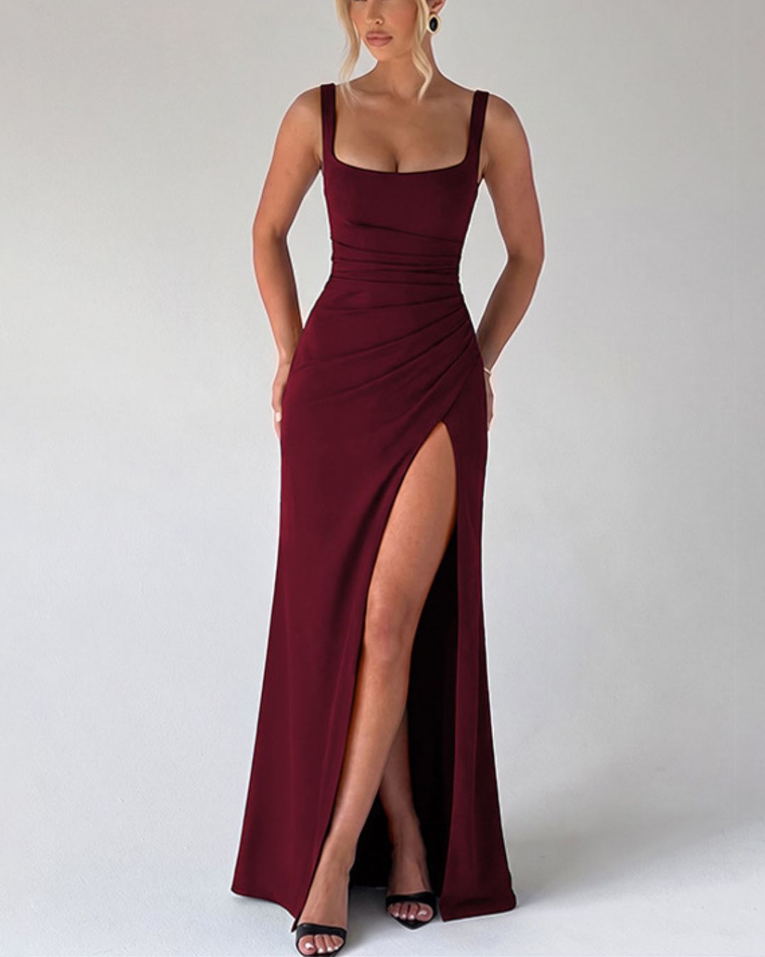 Curvvvy™ Minimalist High Slit Maxi Dress