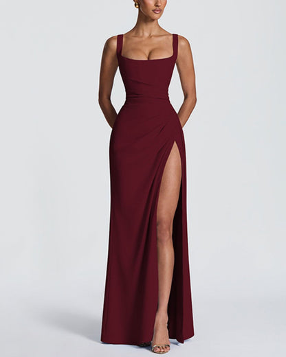 Curvvvy™ Minimalist High Slit Maxi Dress