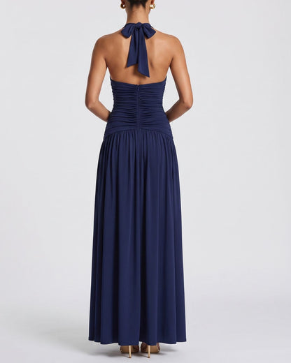 Curvvvy™ Halter High Slit Waist-Cinching Maxi Dress