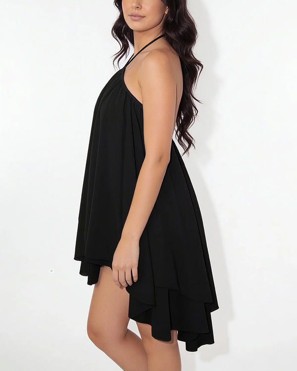 Curvvvy™ Halter Neck Tiered Mesh Mini Dress