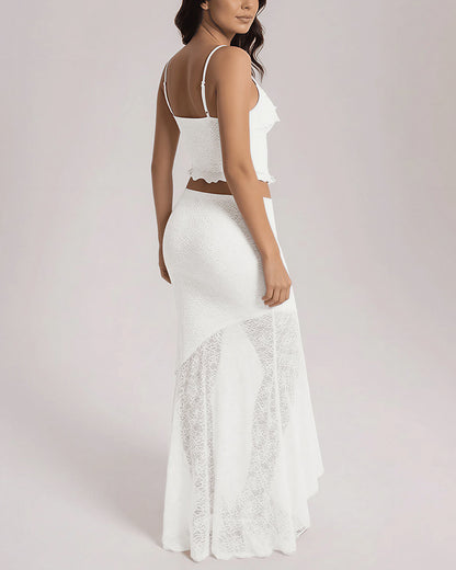 Curvvvy™ Romance Lace-Panel Asymmetrical Maxi Dresses Set