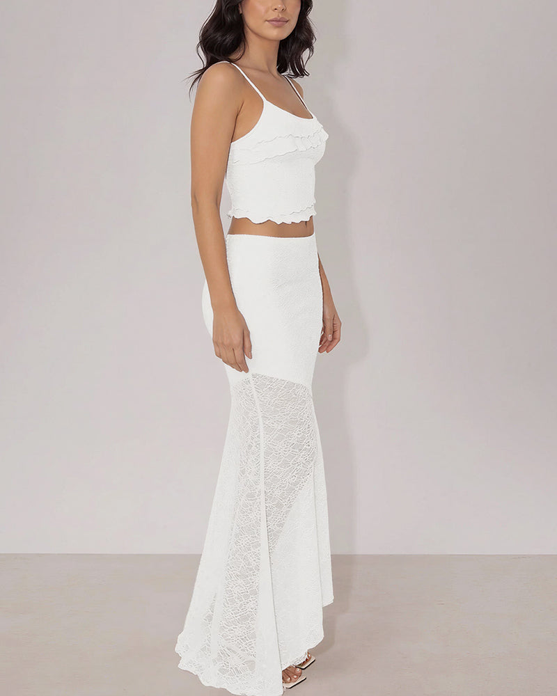 Curvvvy™ Romance Lace-Panel Asymmetrical Maxi Dresses Set