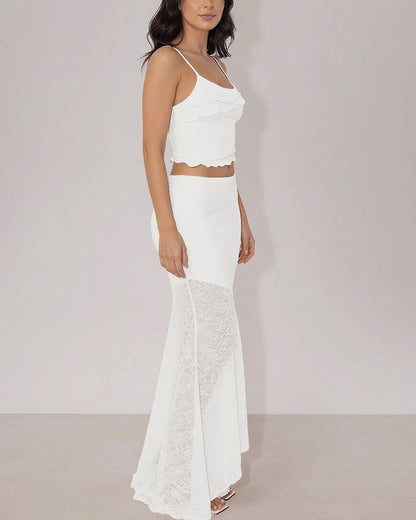Curvvvy™ Romance Lace-Panel Asymmetrical Maxi Dresses Set