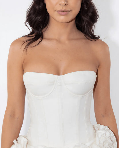 Curvvvy™ Strapless Boned Bustier & 3D Rose Mini Skirt