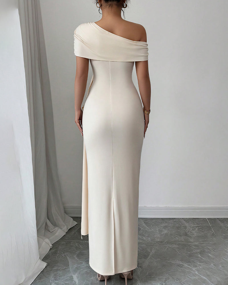 Curvvvy™ Asymmetrical Draped Maxi Evening Dress