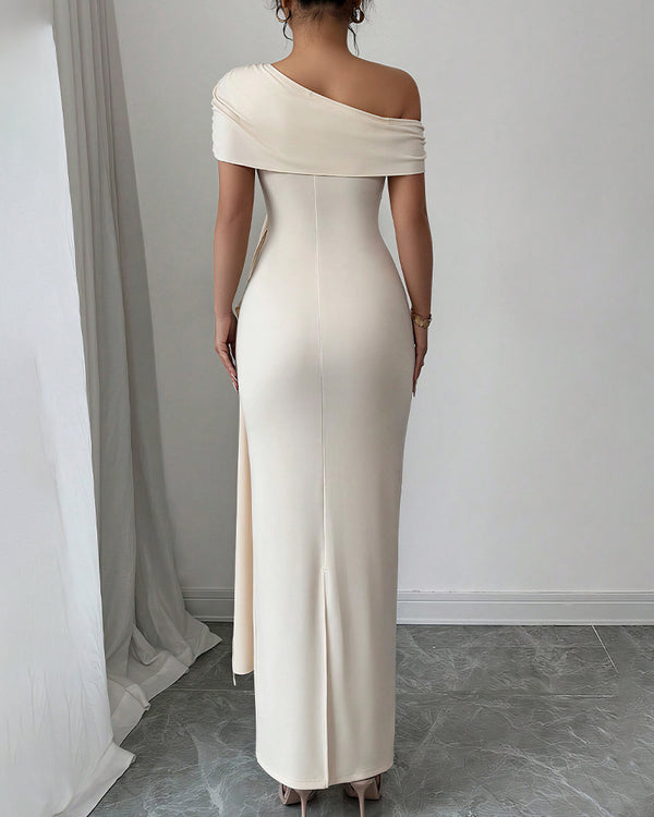 Curvvvy™ Asymmetrical Draped Maxi Evening Dress