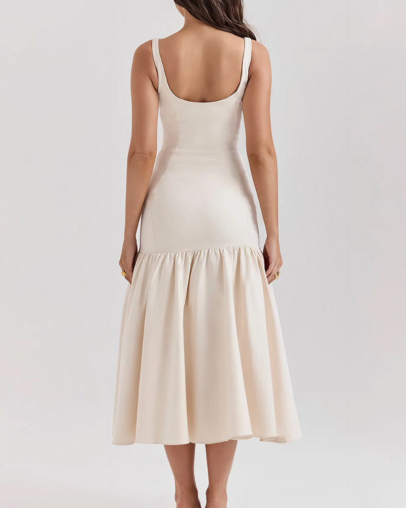 Curvvvy™ French Elegance Drop Waist Maxi Dress