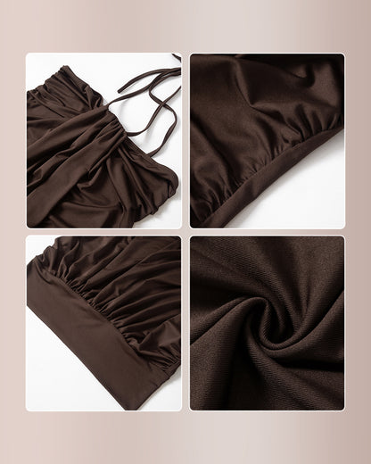 Curvvvy™ Halter Neck Draped Backless Mini Dress