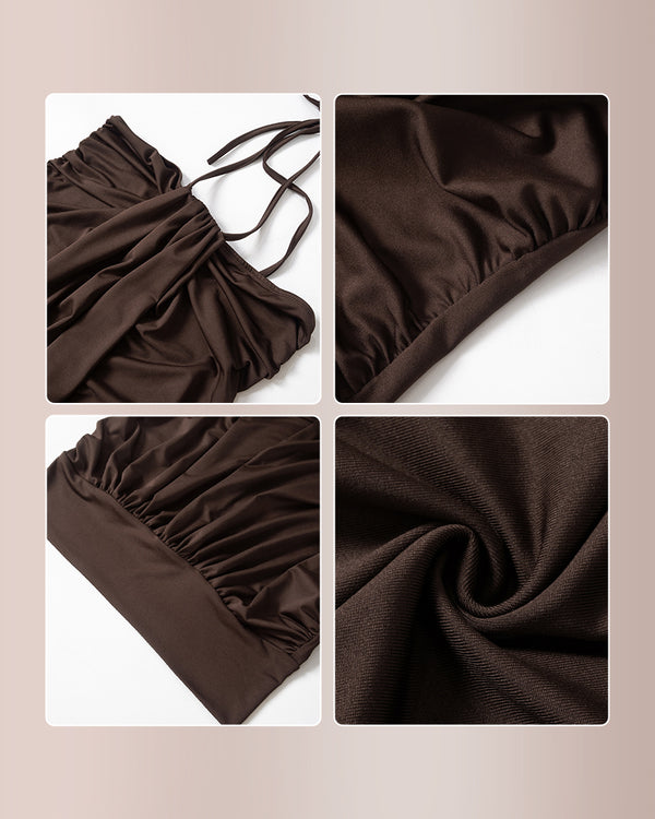 Curvvvy™ Halter Neck Draped Backless Mini Dress