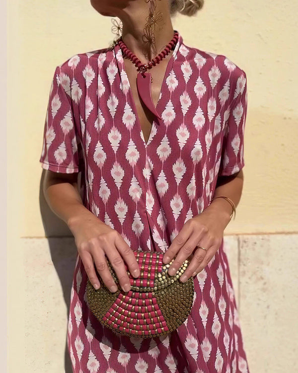Curvvvy™ Boho V-Neck Printed Midi Dress